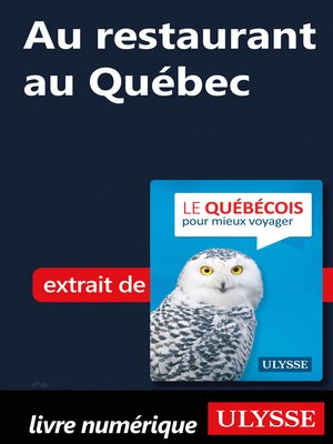 cover image of Au restaurant au Québec (Guide de conversation)
